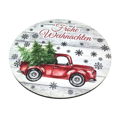 holztafel-rund-frohe-weihnachten-mit-rote-pickup-hobbykreativ