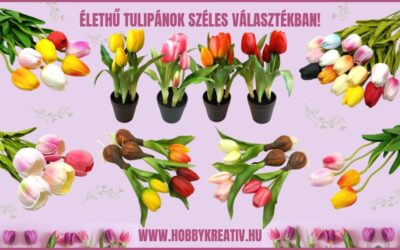 Élethű PU és selyem tulipánok